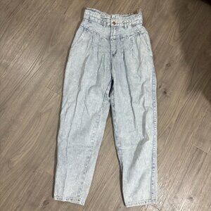 Vtg 80s Gitano Express High Waited Pinstripe Pleated Tapered Crop Jeans Sz 9/10